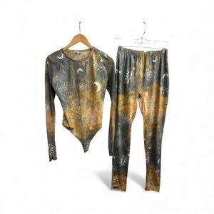 Celestial Print Long Sleeve Bodysuit set